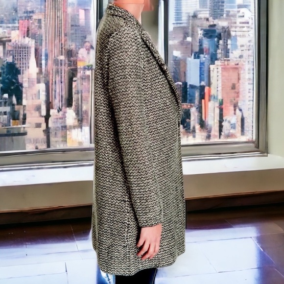 $398 Eileen Fisher Vintage Coat Large Tweed Organic Cotton Notch or Stand Collar - Picture 9 of 16